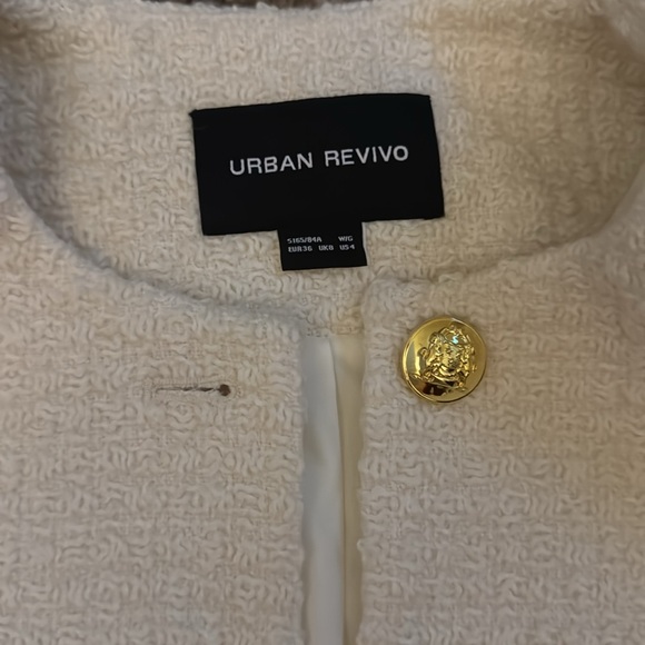 URBAN REVIVO Women's Casual Business Cropped Tweed Blazers Jacket with Pocket - Picture 2 of 5